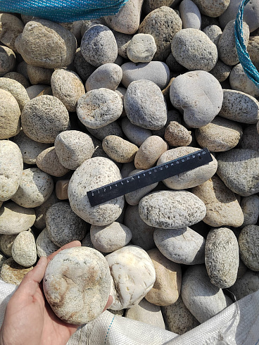 Kamenclub.ru: Галька речная окат (серо-белая) фр. 70-120 мм купить  в Петрозаводске галька галечник бело-серая, серо-белая, серая, белая речная природная галька  8000 руб/т   фото КАМЕНЬ КЛУБ