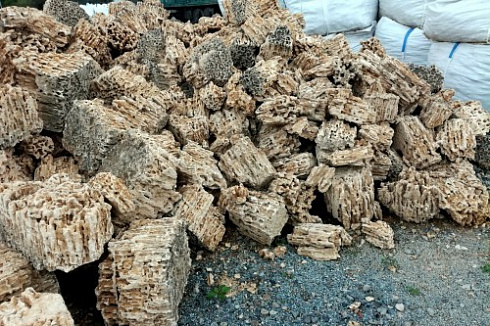 Kamenclub.ru: Крымский природный меотис фр. 100-500 мм.  купить в Петрозаводске меотис бежевый рыжий молочный желтый ракушечник 4 500 руб/т   фото КАМЕНЬ КЛУБ