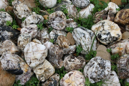 Kamenclub.ru: Кварцевый валунчик фр.100-300 мм.  купить в Петрозаводске кварц белый, бежевый молочный рыжий крупный природный камень галечник 7850 руб/т   фото КАМЕНЬ КЛУБ