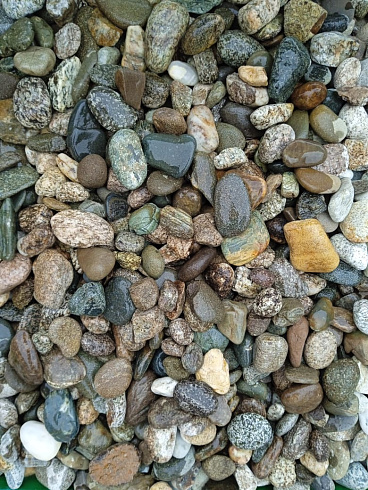 Kamenclub.ru: Галька горная речная окат (цветная) фр. 20-40 мм. купить  в Петрозаводске галька речная серый синий бежевый белый окатанная речная галька ландшафтная 6800 руб/т   фото КАМЕНЬ КЛУБ
