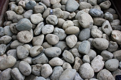 Kamenclub.ru: Речной валун (Ассорти) фр.100-300 мм.  купить в Петрозаводске галечник серый, темно-серый, светло-серый речная галька крупных размеров 4200 руб/т   фото КАМЕНЬ КЛУБ